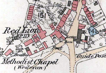Studham post office marked on the 1880 map